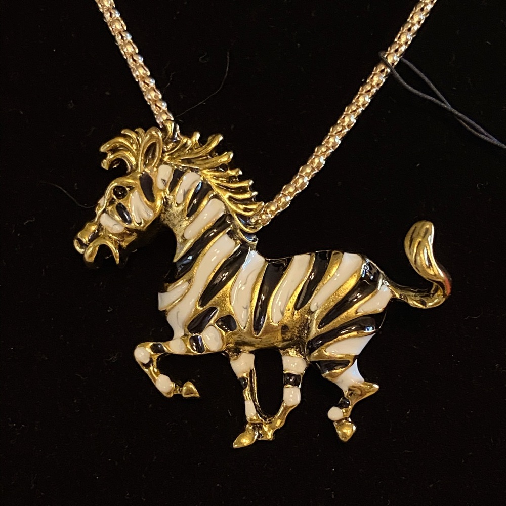 NWT Betsey Johnson Prancing Zebra necklace brooch